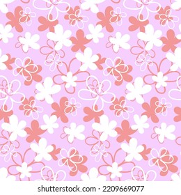 Blumenflornahtlose Muster, Blumenblatt, Vektorgrafik für Design und Dekoration, rosafarbener Hintergrund