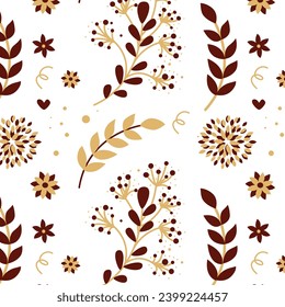 Floral seamless pattern, flower and leaves.
