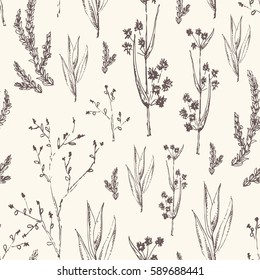 Floral seamless pattern with flower and leaves. hand drawn