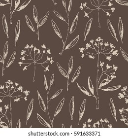 Floral seamless pattern with flower and leaves. hand drawn.
