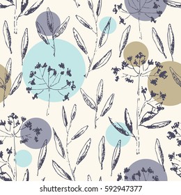 Floral seamless pattern with flower and leaves. hand drawn