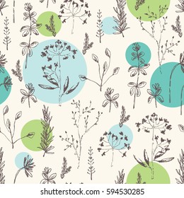 Floral seamless pattern with flower and leaves. hand drawn.