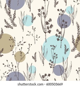 Floral seamless pattern with flower and leaves. hand drawn.