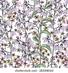 Floral seamless pattern. Flower lily watercolor background. Flourish spring texture.