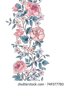 Floral seamless pattern. Flower peony border background. Greeting card design with flowers.