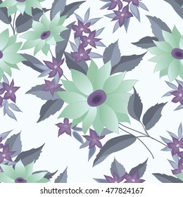 Floral seamless pattern. Flower posy background. Abstract flourish ornamental texture with flowers. Spring garden. Fantastic nature motif ornament