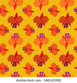 Floral seamless pattern. Flower print. Orchids. Vector texture for wrapping, textiles, paper, wallpaper, background. 