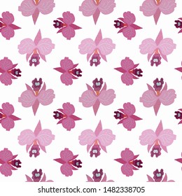 Floral seamless pattern. Flower print. Orchids. Vector texture for wrapping, textiles, paper, wallpaper, background. 