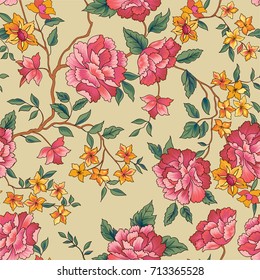 Floral seamless pattern. Flower rose background. Flourish ornamental garden