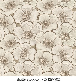 Floral seamless pattern. Flower silhouette background. Floral decorative seamless texture with flowers.