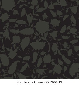 Floral seamless pattern. Flower silhouette background. Floral seamless texture with flowers.