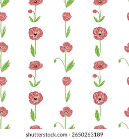 Padrão floral sem emenda. Vetor de flor definido. Coleção de esboços desenhados à mão. Estilo de desenho do marcador