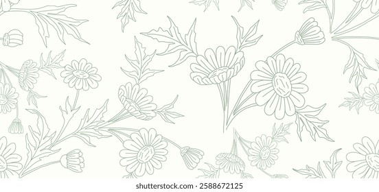 Floral seamless pattern. Flowering. Garden summer and spring flowers. hand draw