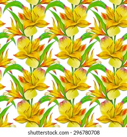 floral seamless pattern with flowers Alstroemeria