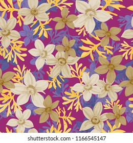 Floral seamless pattern of flowers  Bidens