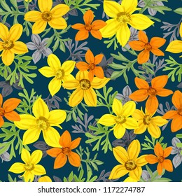 Floral seamless pattern of flowers  Bidens