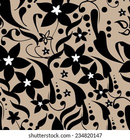 Floral seamless pattern with flowers in black