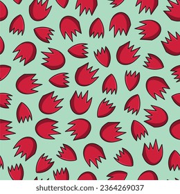 Floral seamless pattern with flowers buds. Red tulips. Isolated vector illustration. Background for wrapping paper.