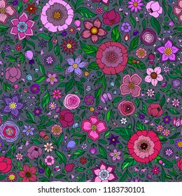 Floral seamless  pattern with flowers. Seamless pattern can be used for wallpaper, pattern fills, web page background, surface textures.