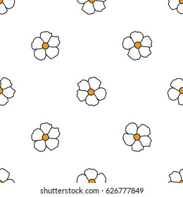 Floral seamless pattern with flowers of daisy. Vector illustration. Seamless background for print on fabric, textile, paper, decor. White color