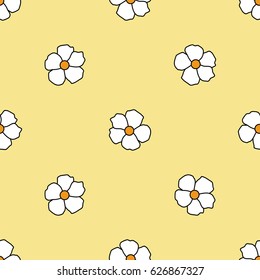 Floral seamless pattern with flowers of daisy. Vector illustration. Seamless background for print on fabric, textile, paper, decor. Yellow color