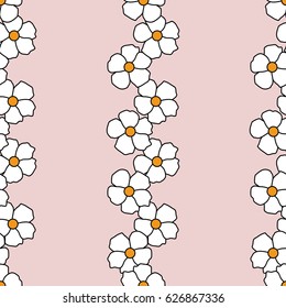 Floral seamless pattern with flowers of daisy. Vector illustration. Seamless background for print on fabric, textile, paper, decor, wallpaper. Pink color