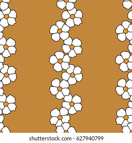 Floral seamless pattern with flowers of daisy. Vector illustration. Seamless background for print on fabric, textile, paper, decor, wallpaper. Brown color