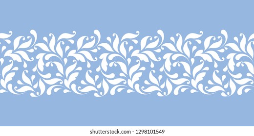 Floral seamless pattern with flowers. For the design of background, edges, decoration card, cover, fabric, paper, wrapping, wallpaper. The lacy border is hand drawing. Lace ornament.