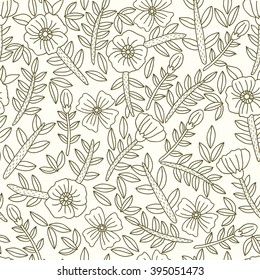 Floral seamless pattern with flowers drawn by hand. Doodle floral texture.