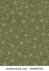 Floral seamless pattern with flowers drawn by hand. Doodle floral texture.
