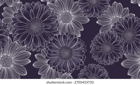 Patrón floral sin fisuras con flores de gerberas.