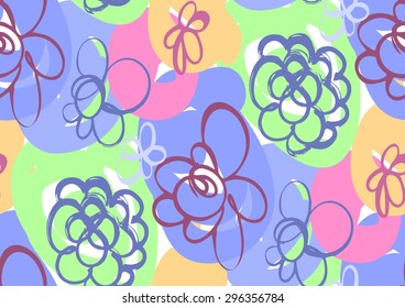 Floral seamless pattern with flowers hand drawn , vector illustration