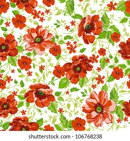 Patrón floral sin fisuras con flores y hojas de rosas de colección retro sobre fondo claro. Hermosa ilustración vectorial