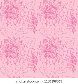 floral seamless pattern with flowers and leaves