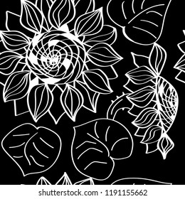 floral seamless pattern with flowers and leaves