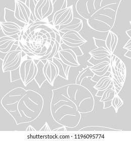 floral seamless pattern with flowers and leaves