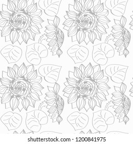 floral seamless pattern with flowers and leaves