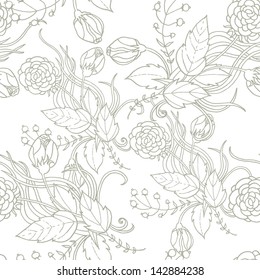 Floral seamless pattern with flowers and leaves