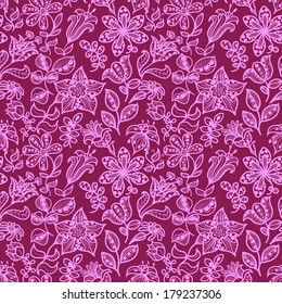 Floral  seamless pattern of flowers and leaves. Template frame design for card. Vintage Lace Doily.Can be used for packaging,invitations, Valentine's Day 