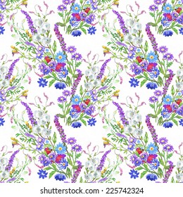 Floral seamless pattern with flowers and leaves on white background vector illustration