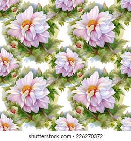 Floral seamless pattern with flowers and leaves on white background vector illustration