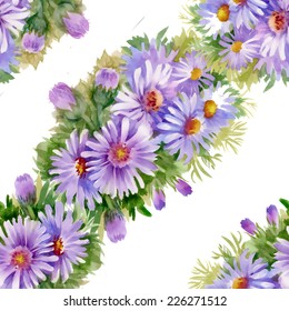 Floral seamless pattern with flowers and leaves on white background vector illustration