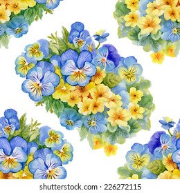 Floral seamless pattern with flowers and leaves on white background vector illustration