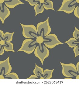 Floral seamless pattern with flowers and leaves on dark blue background.Oriental vector damask pattern with decorative ornament. Talavera pottery