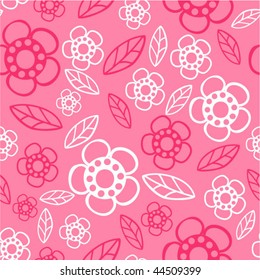 Floral seamless pattern with flowers and leaves