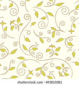 Floral seamless pattern. Flowers and leaves. Vector background.