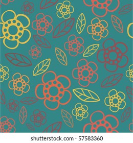 Floral seamless pattern with flowers and leaves