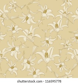 floral seamless pattern with flowers lily. Abstract seamless background.
