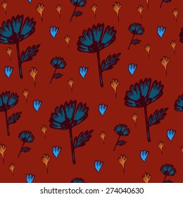 Floral seamless pattern. Flowers and petals seamless background. Vintage flowers.