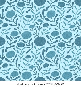 Patrón floral sin fisuras con flores y plantas. Diseño de doodle vectorial para cubierta, tela, fondo